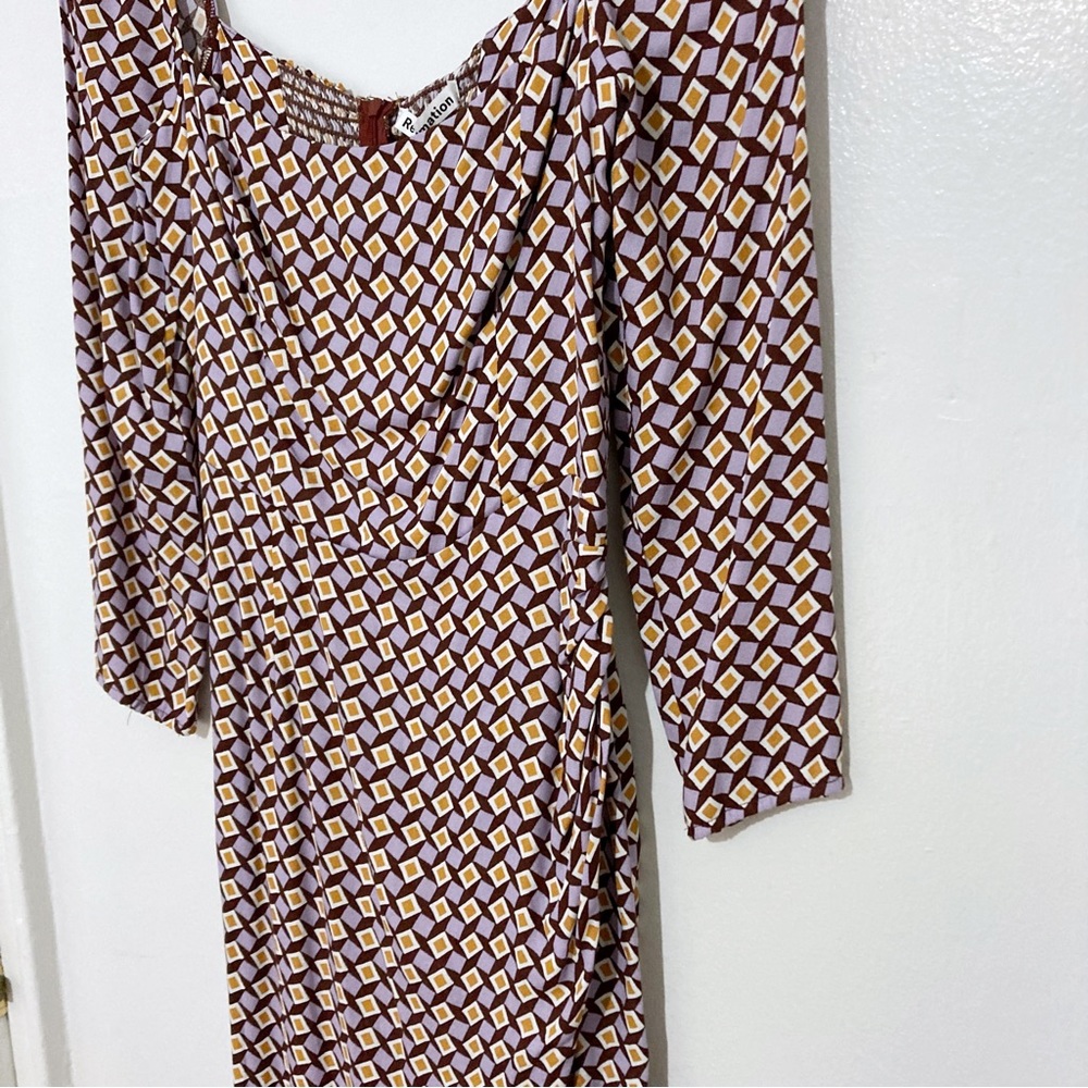 Reformation Hilda Midi Long Sleeve Dress Plaza Print Size 8 NWT - Picture 9 of 16